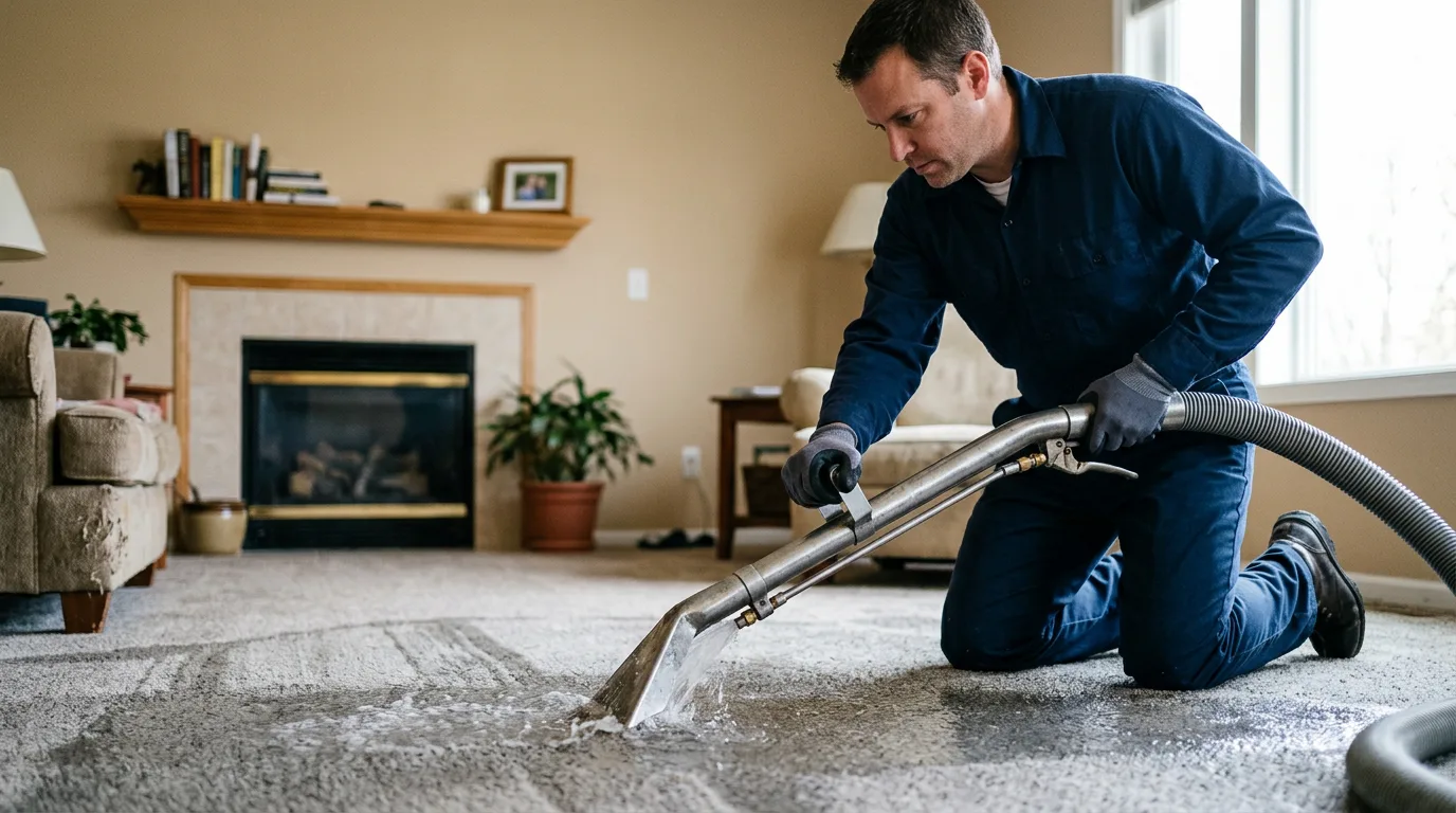 Water damage restoration technician working near Herrick Center, PA